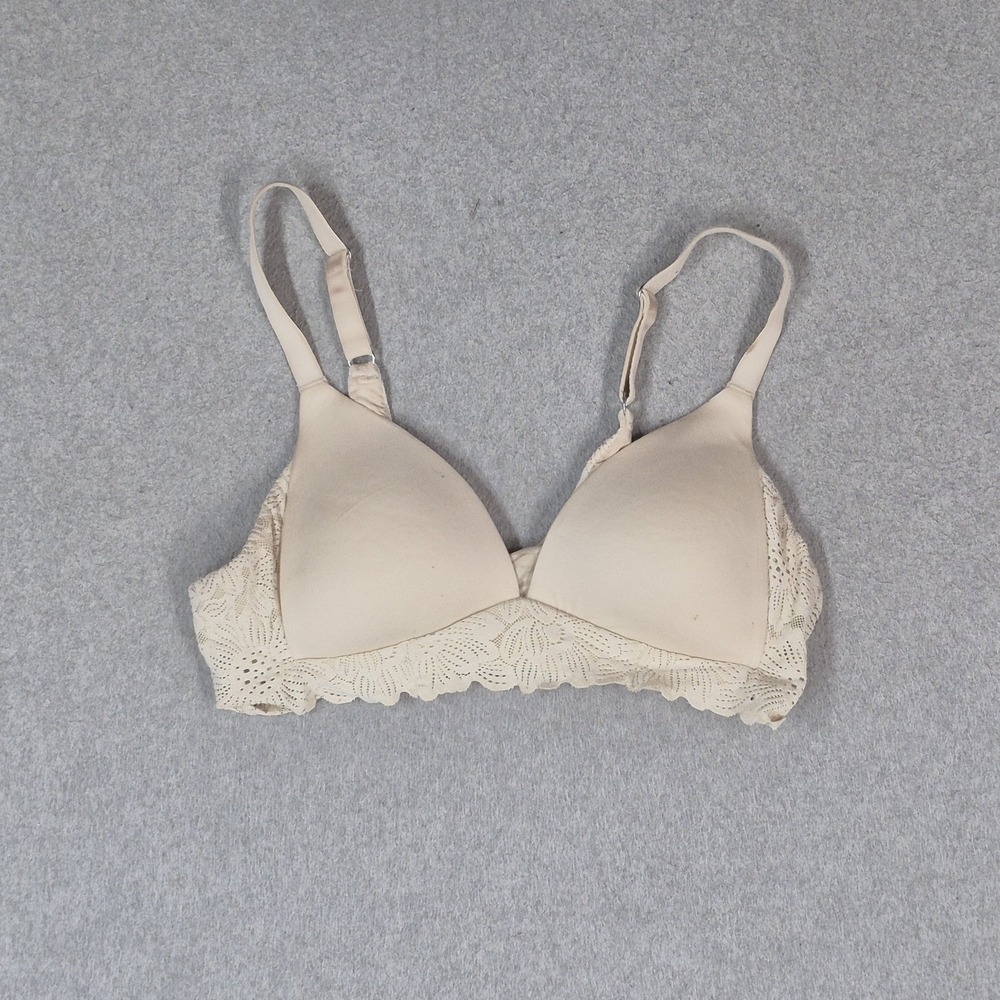 Aerie Women Bra 34A Beige Floral Sunnie Adjustable Strap T-Shirt Wireless READ